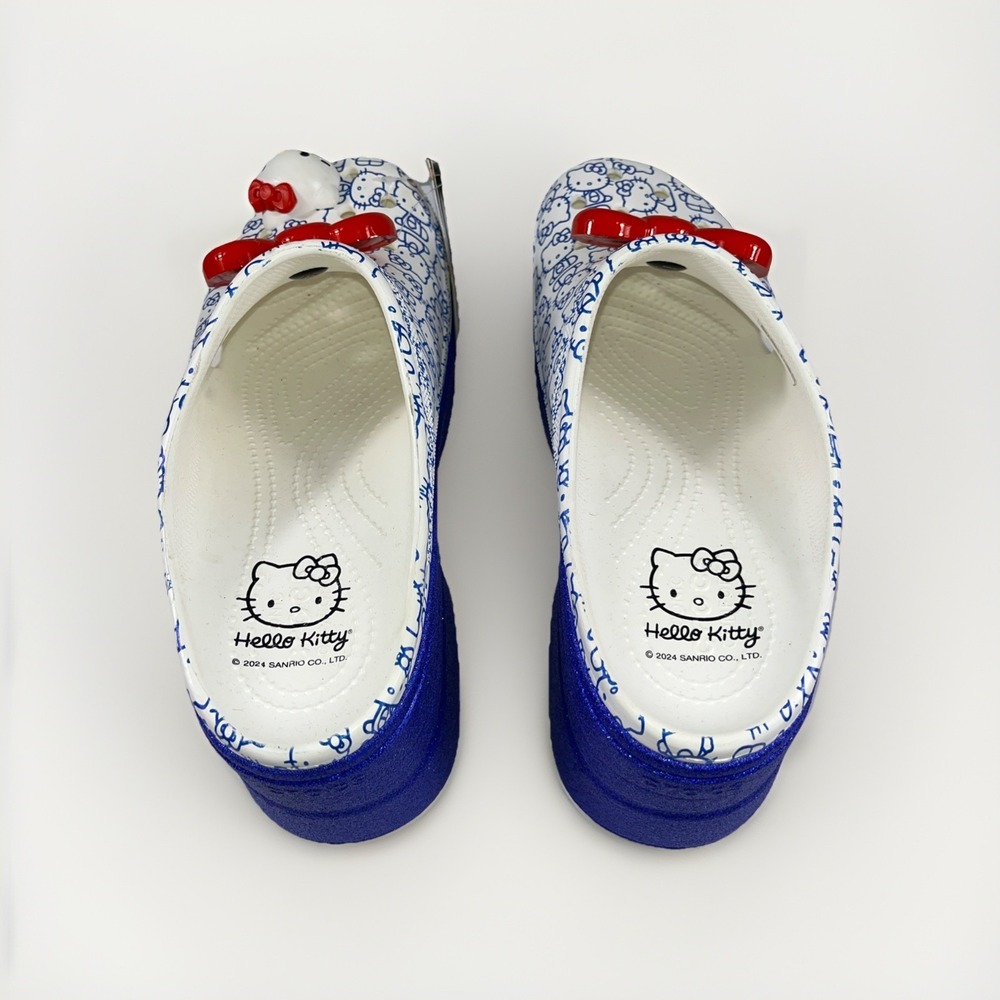 Crocs Hello Kitty 50th Anniversary Blue Glitter Siren Clog Women's 11 Men's 9 - Picture 6 of 10